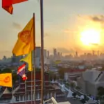 Sunrise over Bangkok city