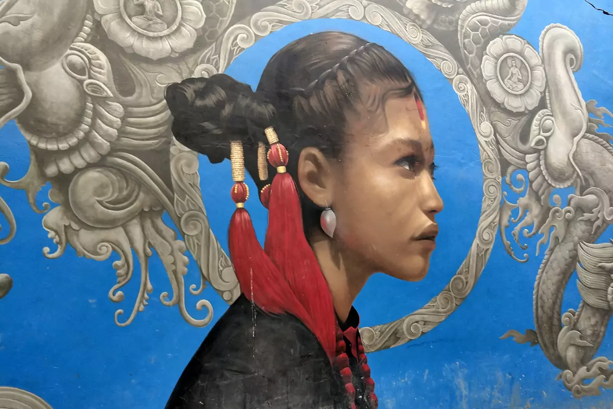 newari girl street art freak street place to see in kathmandu