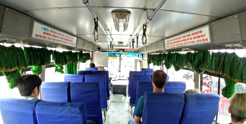 Inside a bus between Danang and Hoi An