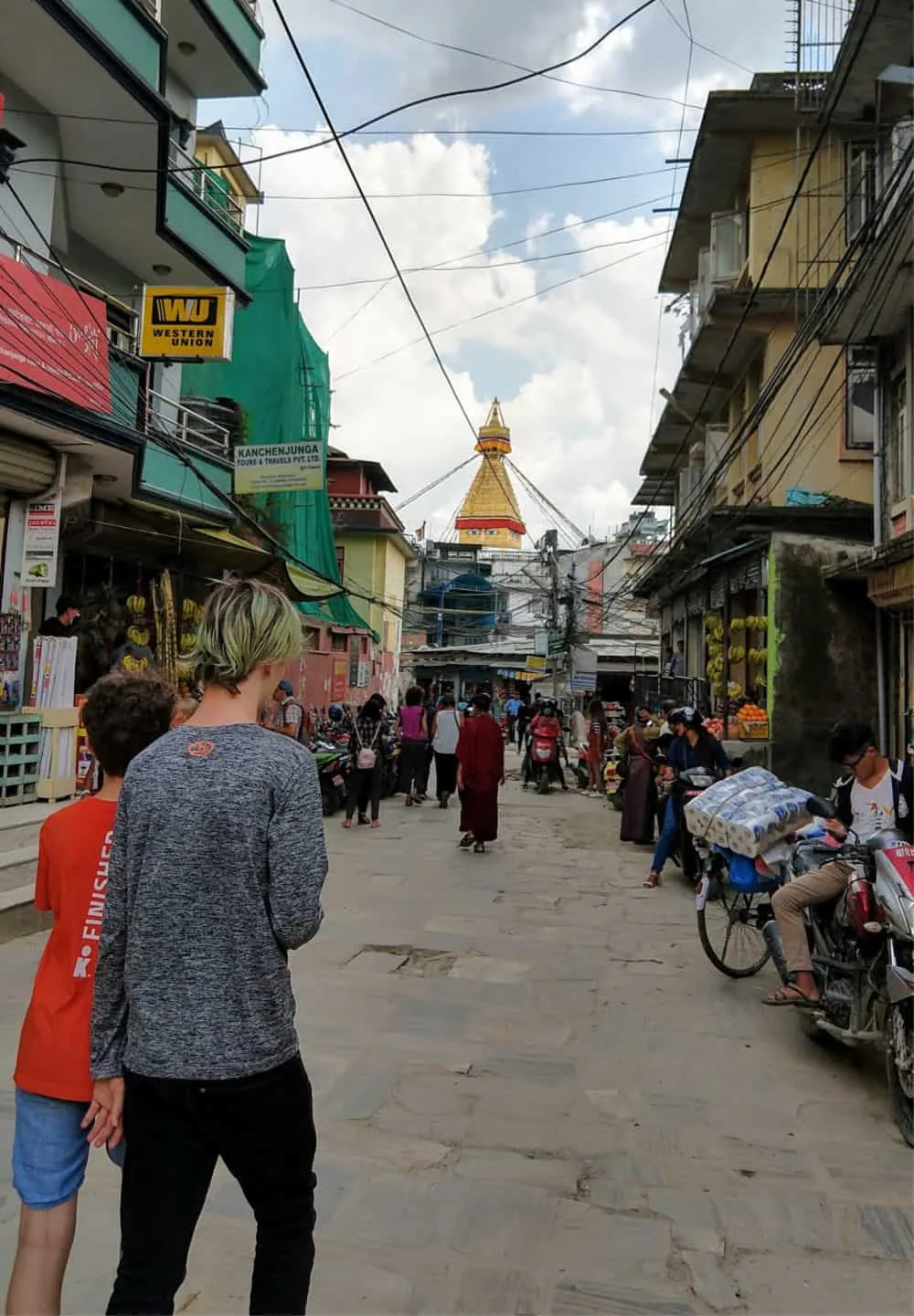  Walking in Kathmandu near Bouddhanath stup