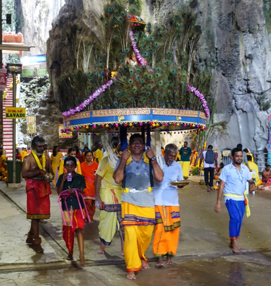 Inside Batu caves at Thaipusam