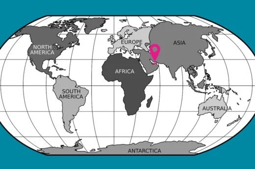 Map of continents showing UAE
