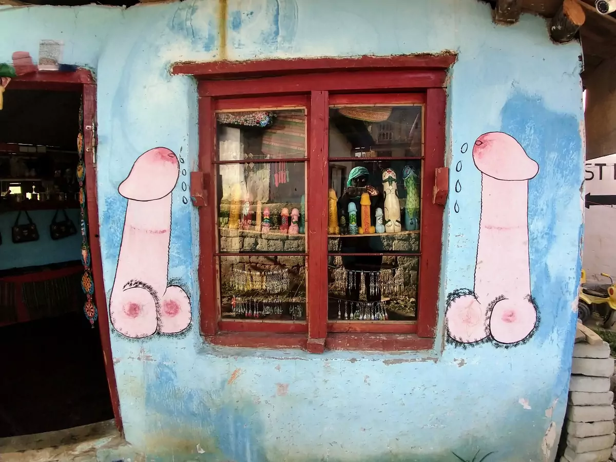 Bhutan wall painting phallus