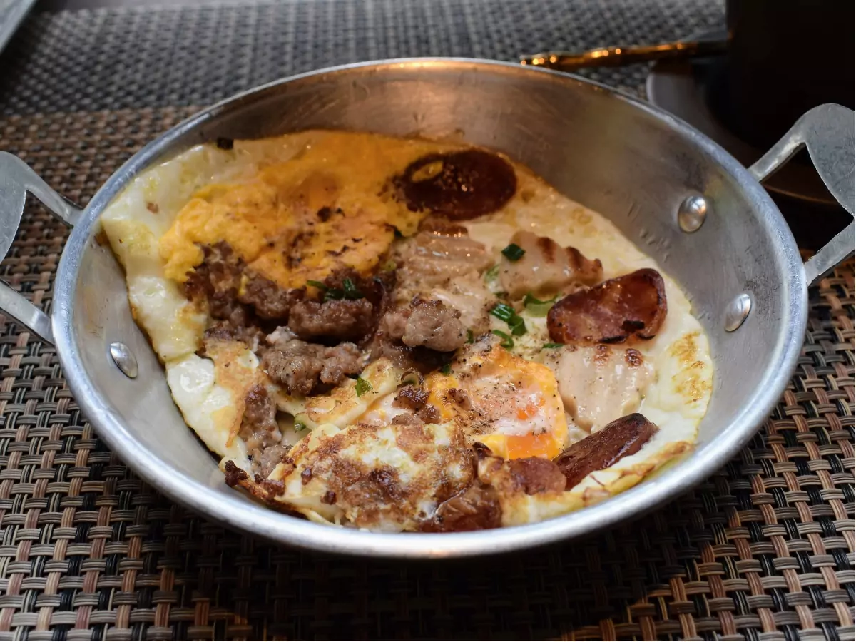 Breakfast in Thailand Bacon and Eggs