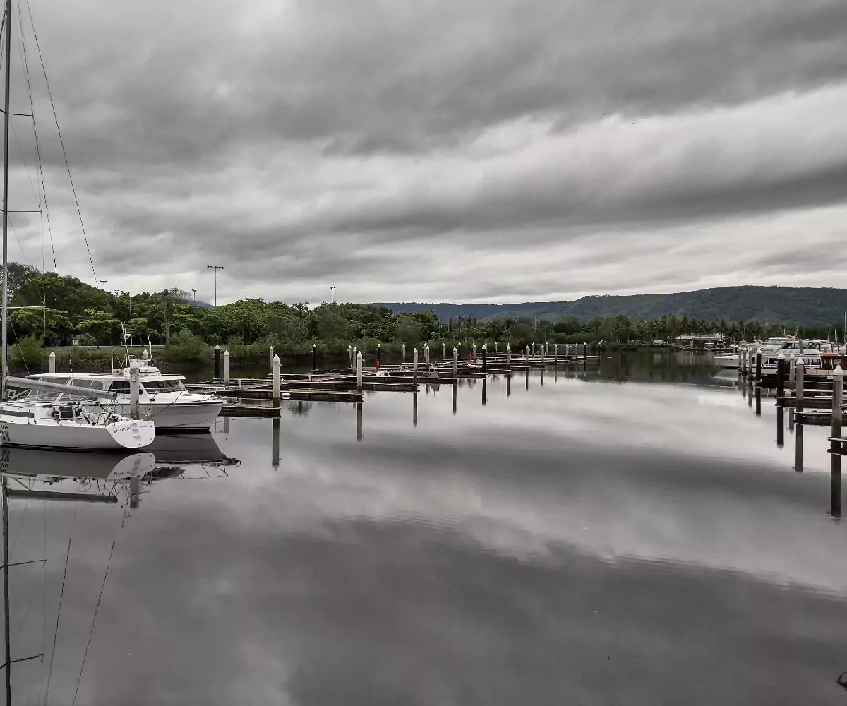 Port Douglas marina empty cyclone