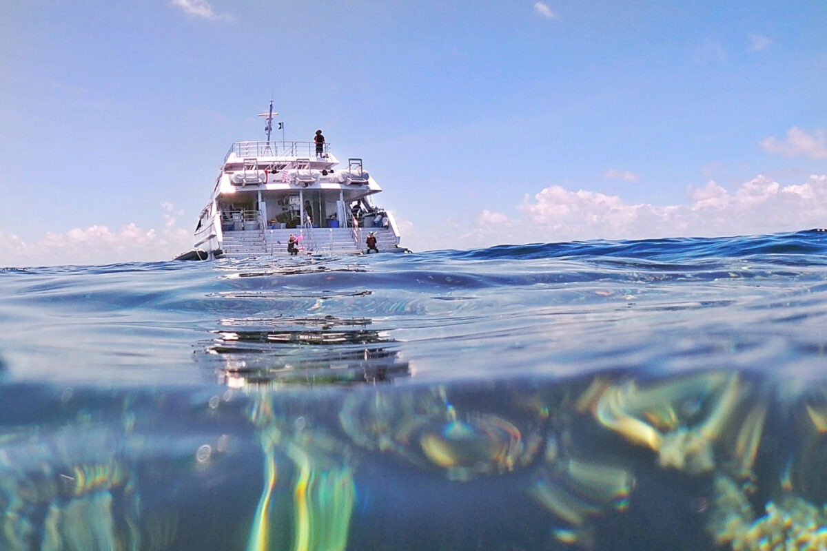 Boat on the Great Barrier Reef Australia