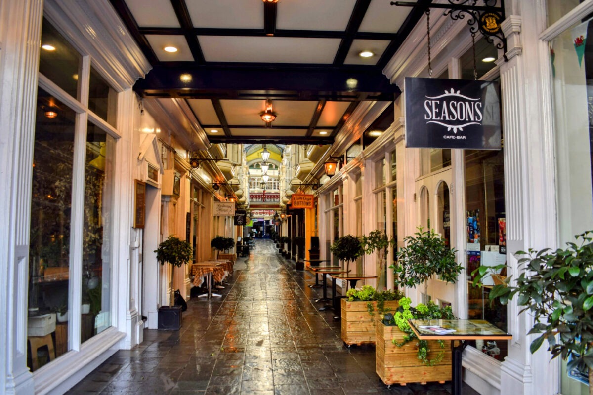 Cardiff shopping arcade interior view