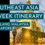 Southeast Asia Itinerary. Text reads "Southeast Asia 3 week itinerary, Thailand Malaysia Singapore