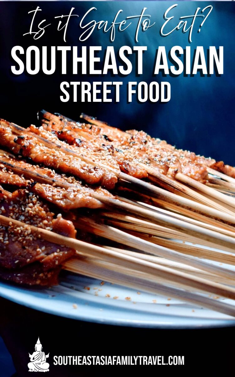 Street food in southeast asia meat satay sticks