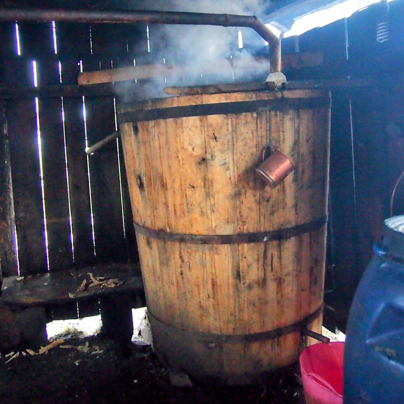 Lunch in the Tuica Shed. Making Tuica in Maramures