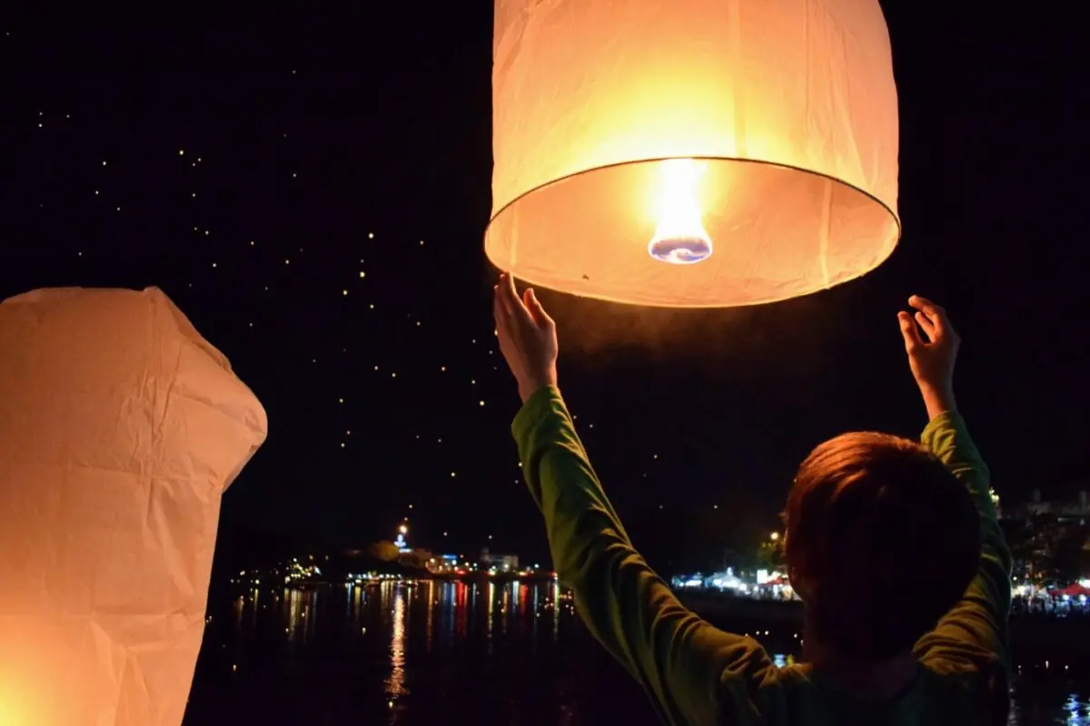 Chiang Mai lantern festival Riverside view